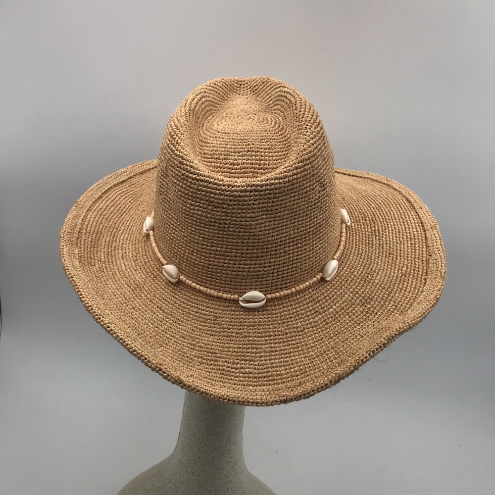 Wyeth Reed Shell Trim Band Straw Rancher Hat - Picture 10 of 13